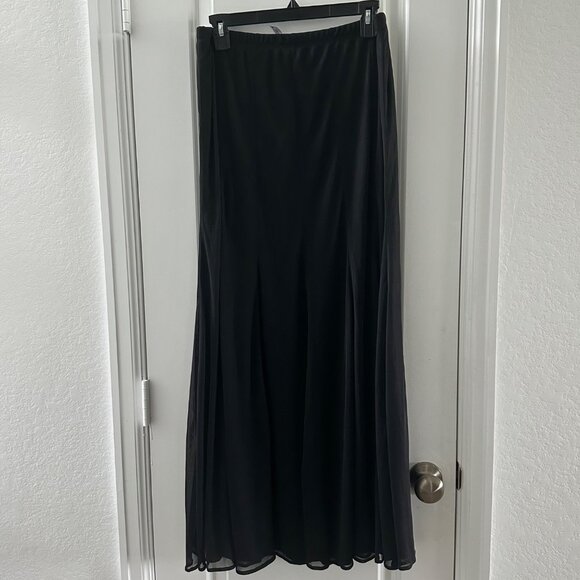 Blu Sage Black Chiffon Maxi Skirt L Made In USA - Picture 3 of 7